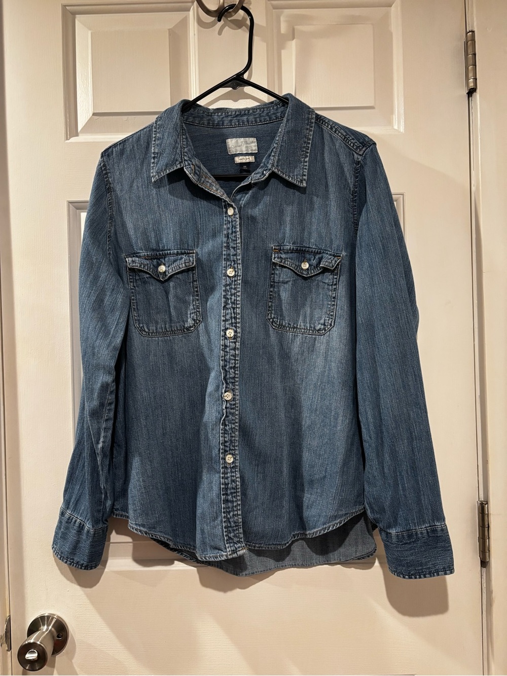 Universal Thread Blue Denim Button-Down Shirt, 100% cotton